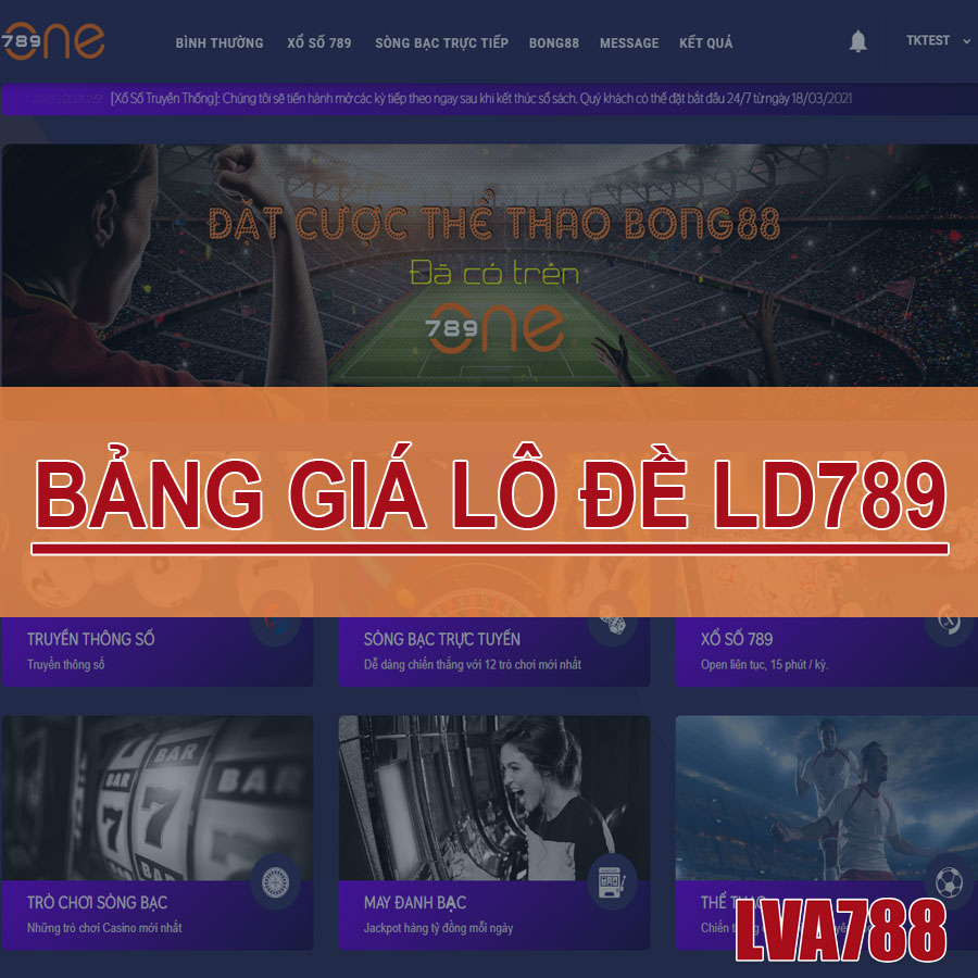 Bảng giá lô đề LD789 - Lô đề online