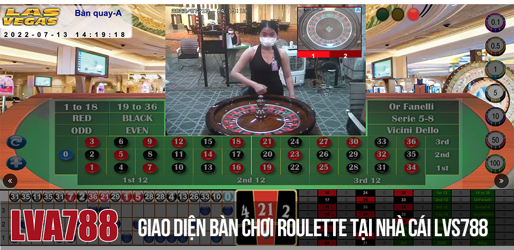 Giao diện bàn chơi Roulette/Bàn Quay tại Lvs788