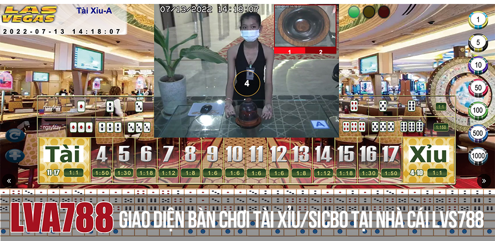 Giao diện bàn chơi Tài xỉu/Sicbo tại Lvs788